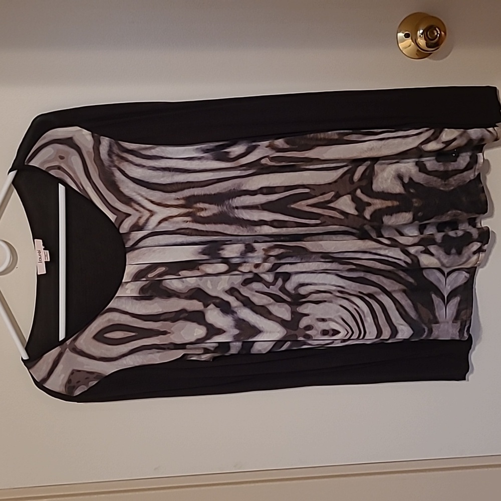 Laurel Black and Cream Long Sleeve Silk Top